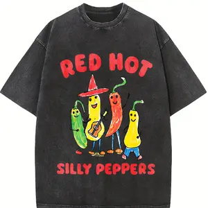 180g[100%cotton]Red Hot Silly Peppers T-Shirt, Trending Unisex Tee Shirt, Unique Shirt Gift, Cute Chilli Music Band Tee