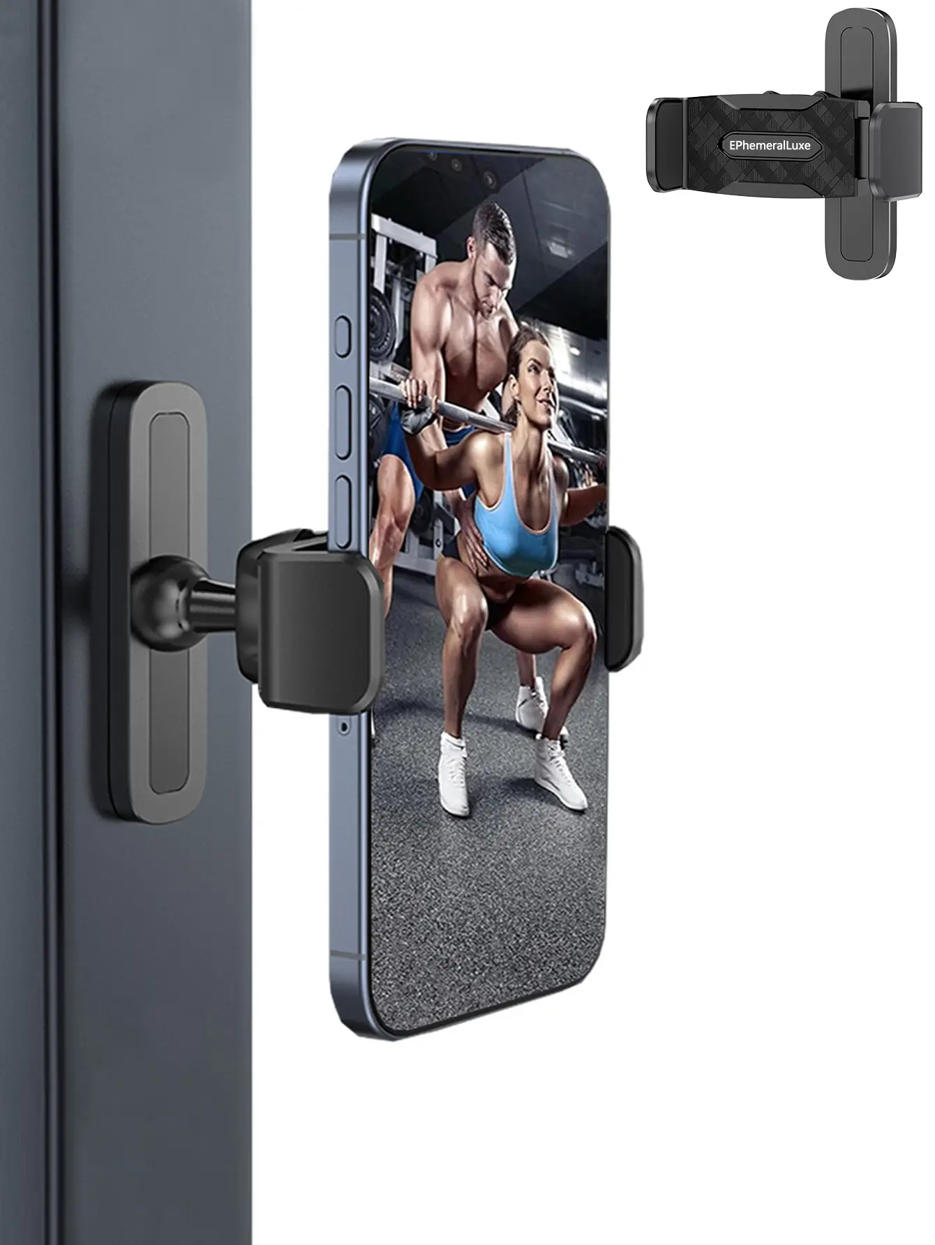 EphemeralLuxe Compact Magnetic Phone Mount - Portable Gym Workout Accessory, 360° Rotatable Adjustable Mobile Stand for Metal Surfaces, Fitness Exercise Machine Accessory