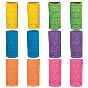24 oz. Bright Tiki Luau Tall Disposable BPA-Free Plastic Cups - 12 Ct.