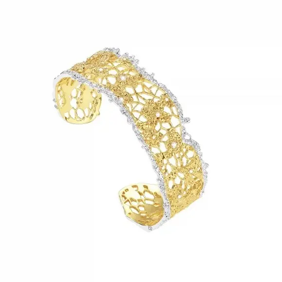 Gold trim silver, medium