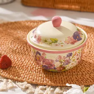 Blooming Flowers / Baking Bowl Stew Pot with Lid