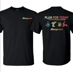 Snap-on Plan For Day T-Shirt, Double-sided Print, 100% Cotton, Slim Fit Crew Neck Short-Sleeve Casual Unisex Top, Classic Clothing T-Shirt