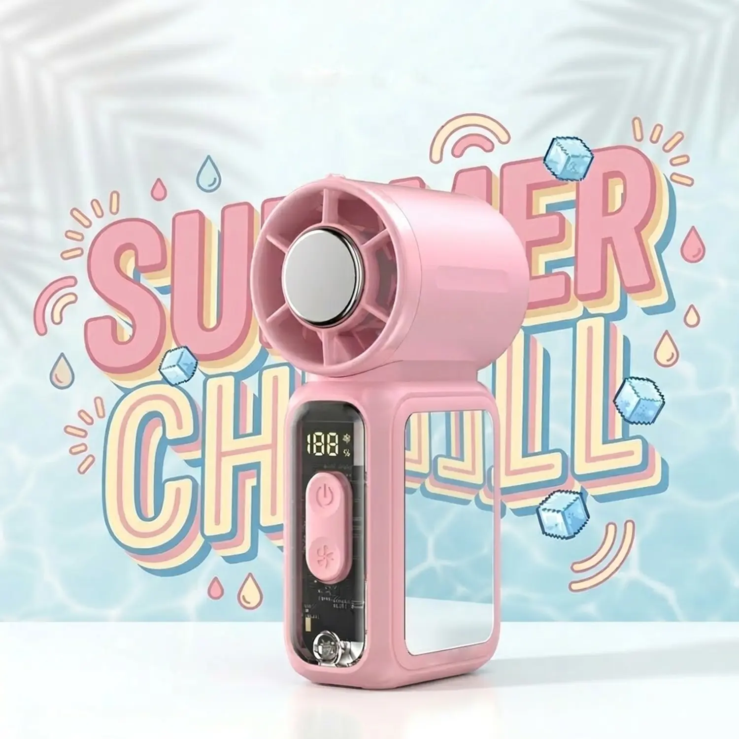 W&O Mini Ice Fan Portable Handheld High Speed Fan 199 Adjustable Levels Foldable for Summer Travel Vacation Essentials& Outdoor Activities, Small Personal Fan for Women's Makeup, Cool fan