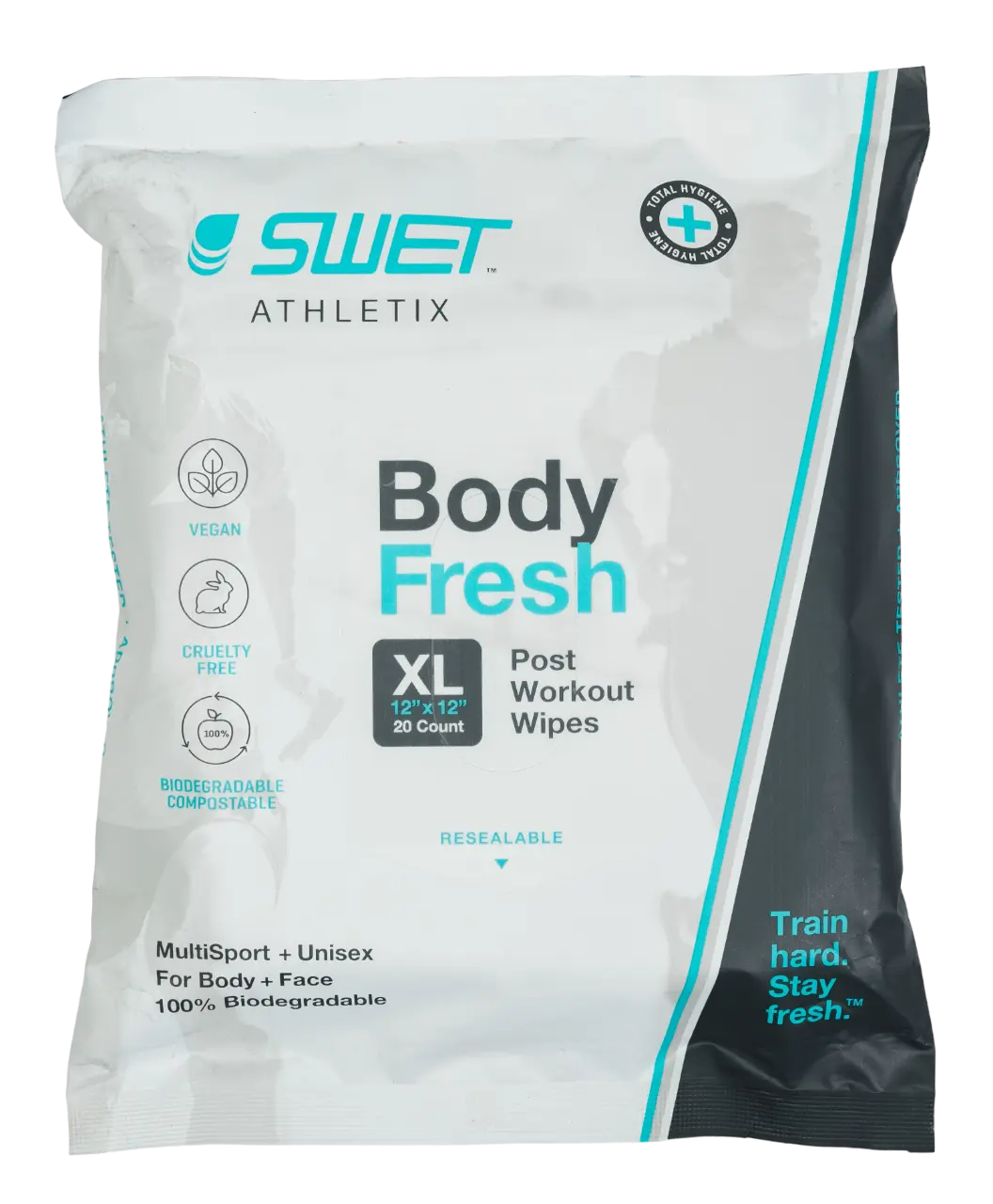 BodyFresh - Post-workout cleansing wipes for a convenient rinse-free shower on-the-go (pack of 20 wipes). 100% biodegradable, alcohol-free, vegan, and cruelty-free.
