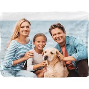 Personalized Sherpa Fleece Blanket with Photo -Soft Warm Custom Fleece Throw- Customizable Gift Picture Throw - Made in The USA (60x80)