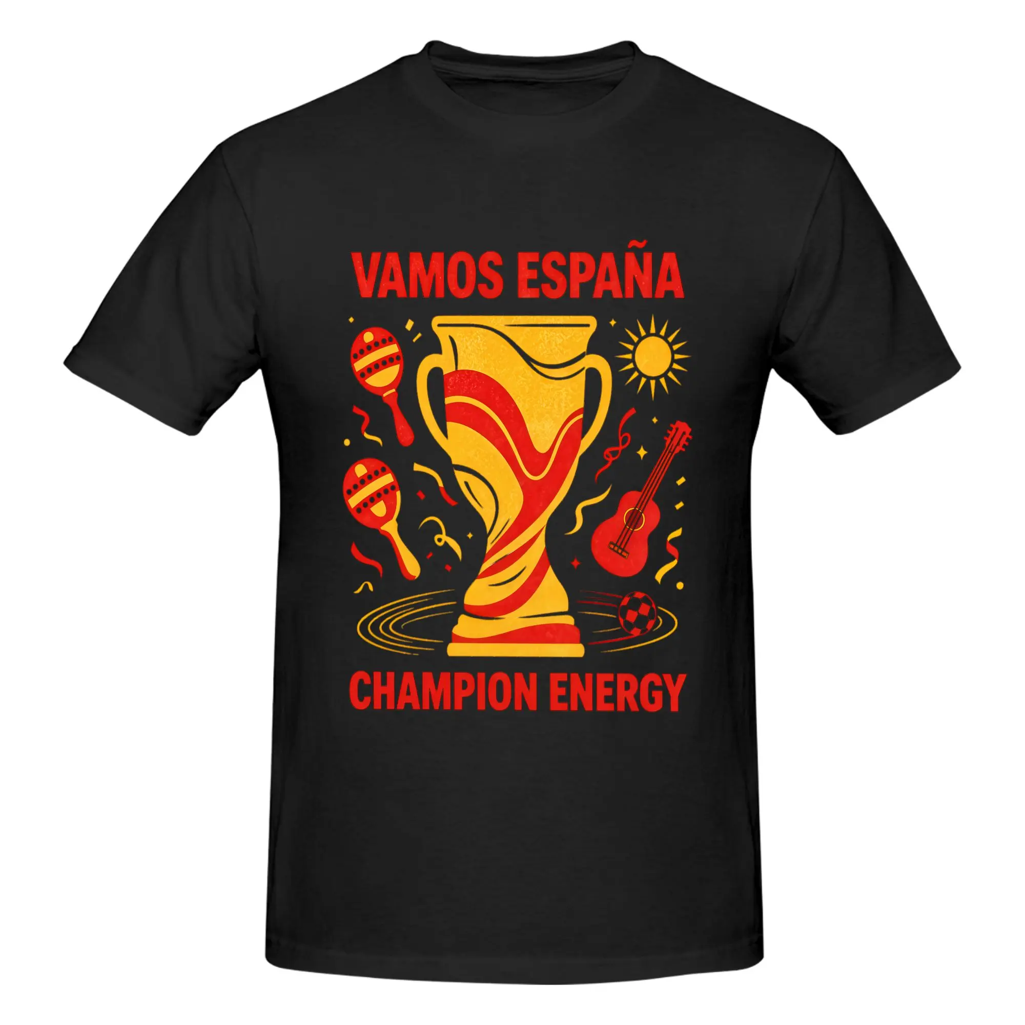 Vamos España Graphic T-Shirt for Men & Women, Casual 100% Cotton Soccer Fan Tee, Soft Short-Sleeve Sport Top, Shortsleeve, Tshirt, Menswear