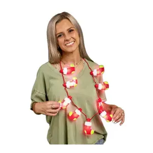 32 in. Christmas Light Up Flashing 9 Stocking Charms Necklace