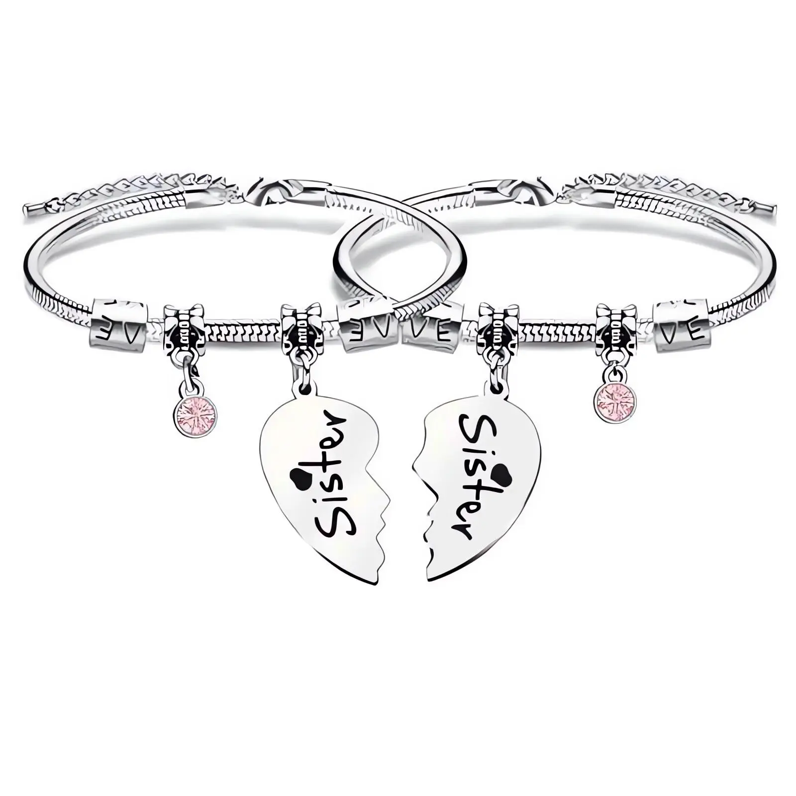 Sisters  Best Friend Matching Bracelet, Cute Stainless Steel Jewelry for Girls, Birthday & Christmas Gift Ideas, Fashion Accessories for Women & Girls