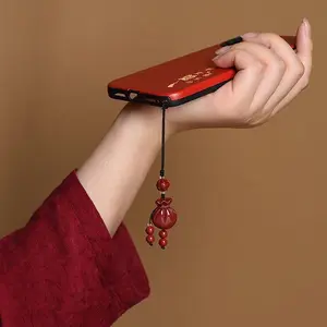 Handmade Chinese Cinnabar Fox Money Bag Gourd Key Chain For Bags Mobile Phones Fashion Unisex Pendant Gift