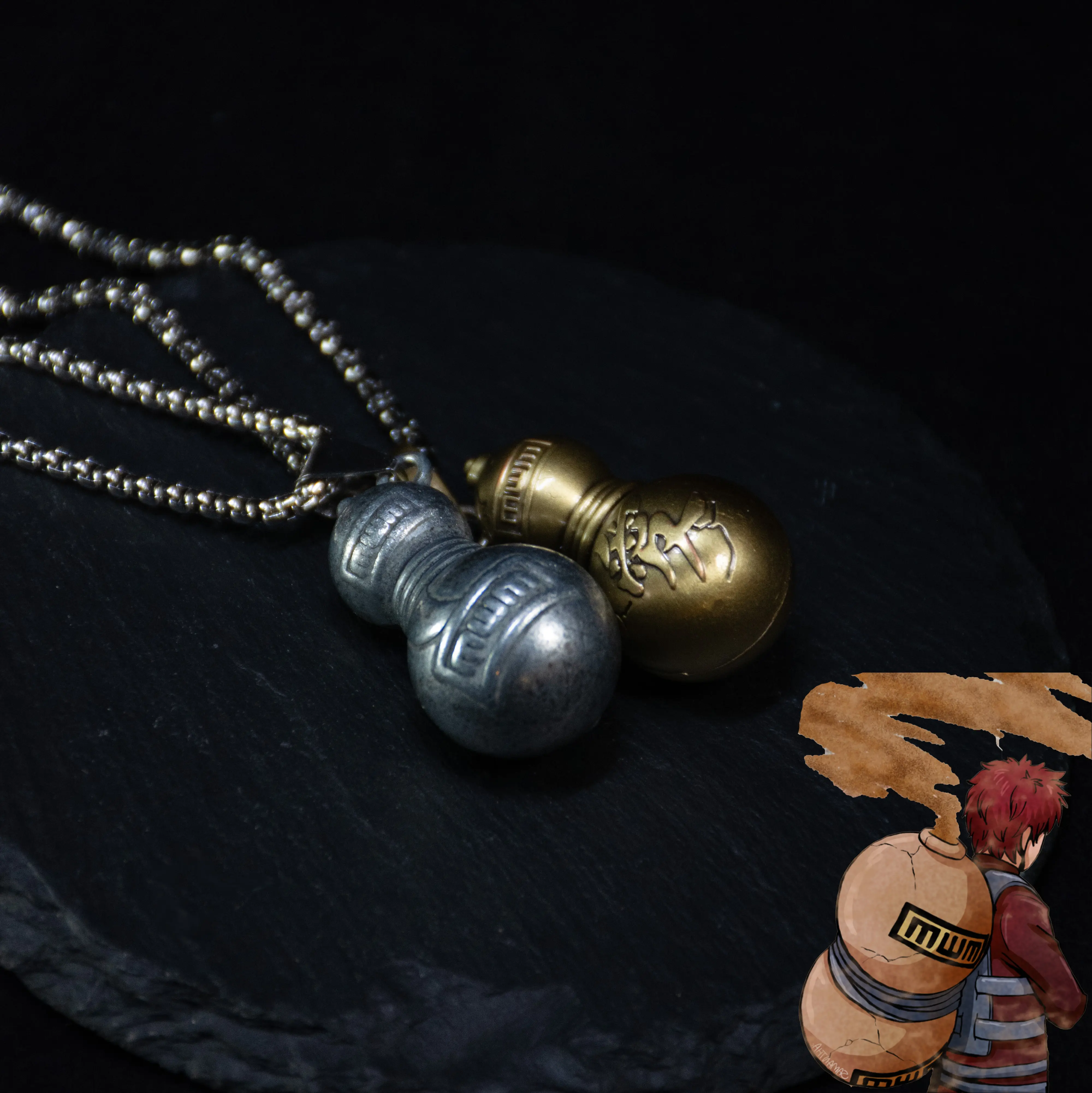 Pendant Necklace with Gaara Sand Gourd, 23.6 inches Unisex Fit Chain Jewelry for Anime Fans, Kanji Costume Collectibles, 60Cm, Anime-Inspired, Everyday Wear, 60 Cm / 23.6 Inches, Metal Coated, Gourd Detail, Daily, Gift For Anime Fans