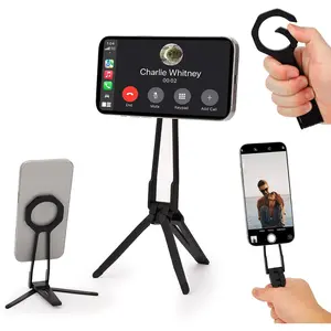 Magnetic Phone Holder Tripod Stand for iPhone 12/13/14/15/16 Magsafe , Foldable Portable Phone Stand, Pocket Travel Tripod, Selfie Stick Handle Grip
