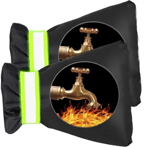 2 Pack Outdoor Faucet Covers for Winter 8.2" H x 5.9" W Freeze Protection Insulated Waterproof Spigot Cover Thicker Dual-Side 420D Oxford Cloth Flexible Hook-And-Loop Straps System Gift