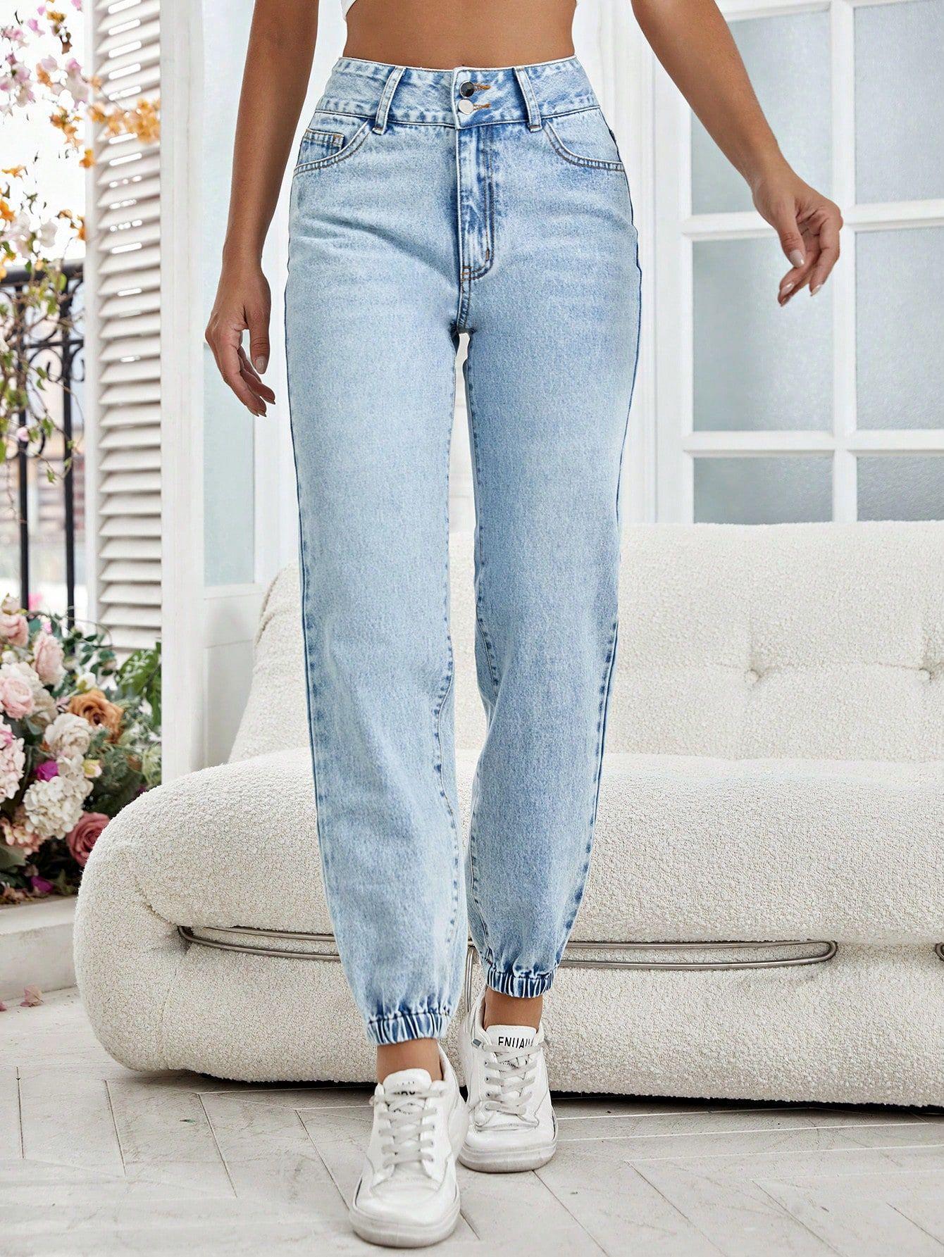 New European and American women's slim-fit pencil pants, versatile loose-fitting jeans