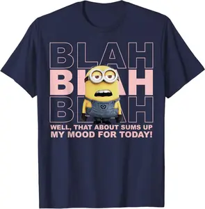 Despicable Me Minions Blah Sums Up My Mood Graphic T-Shirt T-Shirt, Despicable Me Minions Stuart T-Shirt, Cartoon Characters T-Shirt Sublimation #cartoonshirt #gift #tshirt #minionshirt #vintage