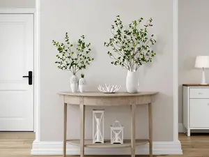 43-inch 3-piece artificial greenery set, including ficus branches and eucalyptus stems. Realistic faux twigs and leaves serve as vase fillers, suitable for home, office, wedding and shop decoration.