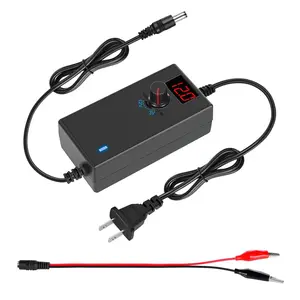 3V-12V 3A 36W Power  Adjustable DC 3V 5V 6V 9V 12V Variable   Adapter with LED Display, 100V-240V AC to 3V-12V DC Converter 3000mA Max with 5.5x2.1/2.5mm Female to  Clip