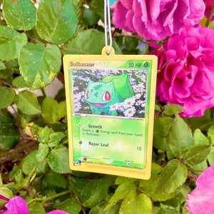Bulbasaur Trading Card Car Air Freshener, Car Accessories, Funny Gifts, Anime Cartoon, Black Ice, Gifts for Him, Christmas, Father's Day, Birthday