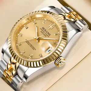 Luxury Men's Automatic Mechanical Watch Classic Two-Tone Gold Stainless Steel Strap Date Waterproof Watch