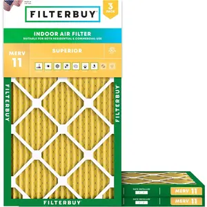Filterbuy 10x30x1 Air Filter (3-Pack), Pleated MERV 11 Allergen Defense HVAC AC Furnace Air Filters (Actual Size: 9.50 x 29.50 x 0.75 Inches)