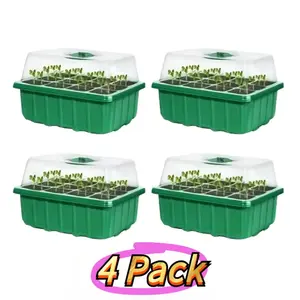 12-hole seedling pots, plant seedling containers, 4pcs lightweight plastic plant growth kits, suitable for greenhouses and gardens, for indoor/outdoor use