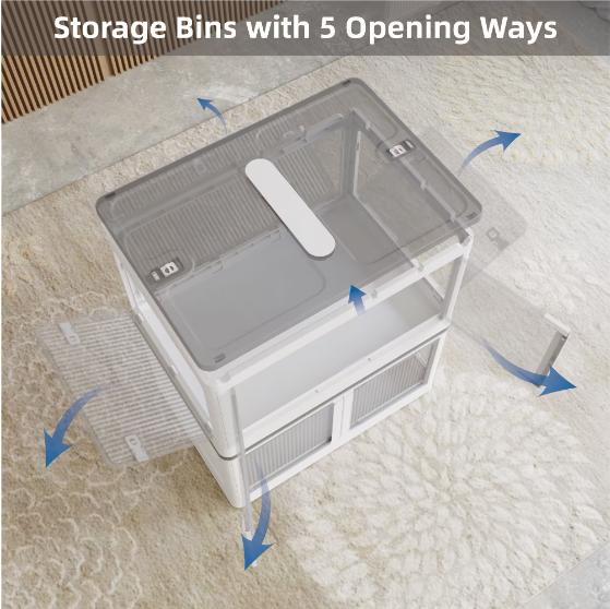 Set of 4 transparent stackable storage boxes, suitable for various applications Collapsible Multifunctional Bins