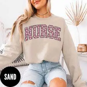 Nurse Sweatshirt, Floral Nurse Sweater, Nurse Crewneck, Registered Nurse Sweater, Trendy Registered Nurse Sweater, Nurse Appreciation Gift