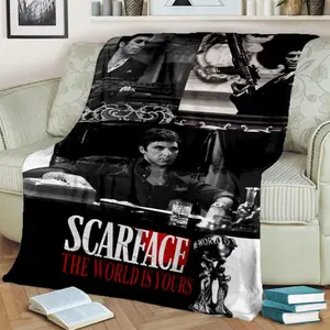 3D Printing Movie Scarface Tony HD Blanket,Soft Throw Blanket for Home Bedroom Bed Sofa Picnic Travel Office Cover Blanket Kids