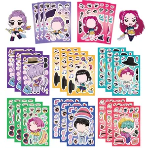 8 Piece Cartoon Kpop Demon Hunter Puzzle Sticker Face Sticker for Laptop, Phone, Water Bottle, iPad, Phone Case, Folding Chair Sticker Set