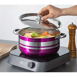 8 Piece Rainbow Iridescent Purple Green Blue Red Stainless-Steel Non-Stick Cookware Pots Pans Set for Kitchen