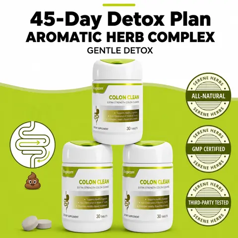Kingscom Gut Cleaning Plan, 45-Day Deep Clean, Herb Colon Cleanse, Okra Fiber Physical Gut Cleansing, Probiotics Boost Gut Immunity
