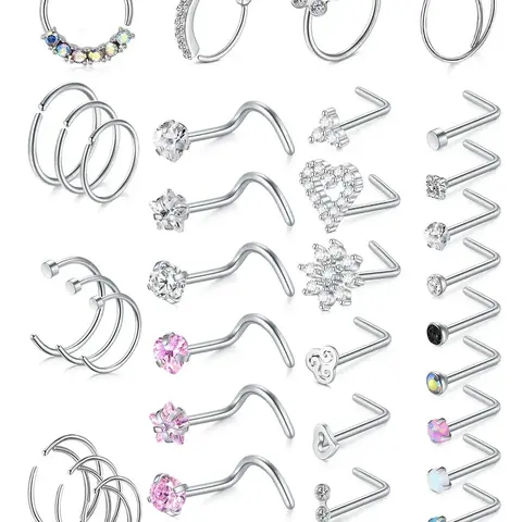 Simple Elegant Rhinestone Decor Nose Ring, Gift for Wife, Nose Studs for Women, Body Jewelry for Party, Daily Clothing Decor, Exquisite Jewelry for Gift, Fashion Body Jewelry