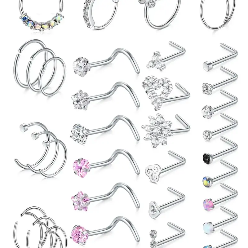 Simple Elegant Rhinestone Decor Nose Ring, Gift for Wife, Nose Studs for Women, Body Jewelry for Party, Daily Clothing Decor, Exquisite Jewelry for Gift, Fashion Body Jewelry