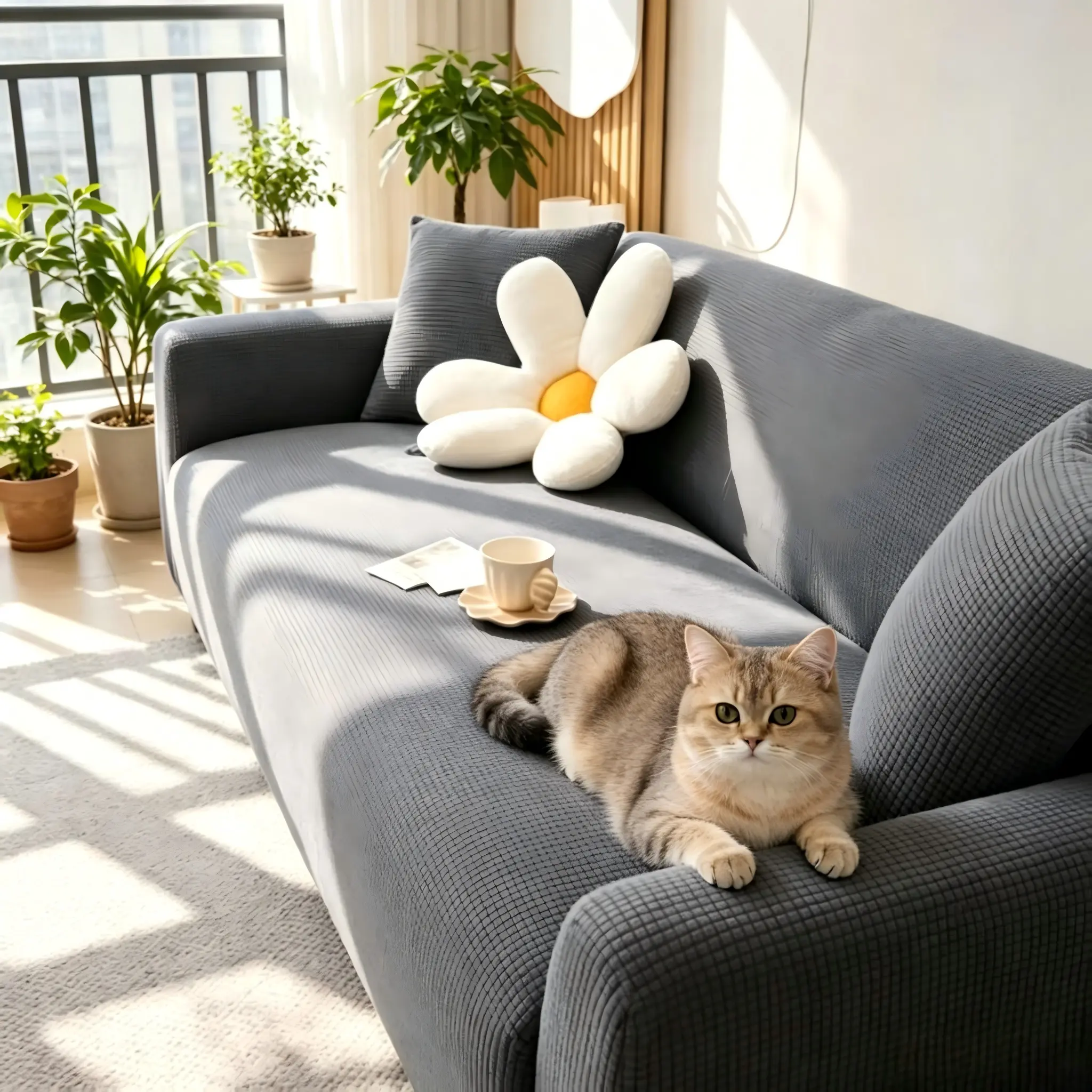 Classic Plain Color Stretch Sofa Slipcover, Anti-Slip & Wrinkle Resistant, Skin-Friendly Soft Stretch, Multi-Size, All Seasons, Durable Elastic Protector
