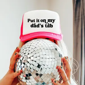 Put it on My Dad's Tab Trucker Hat for Women and Teens - Funny Quote Mesh Adjustable Cap for Daddy's Girl - Snapback Gift for Daughter