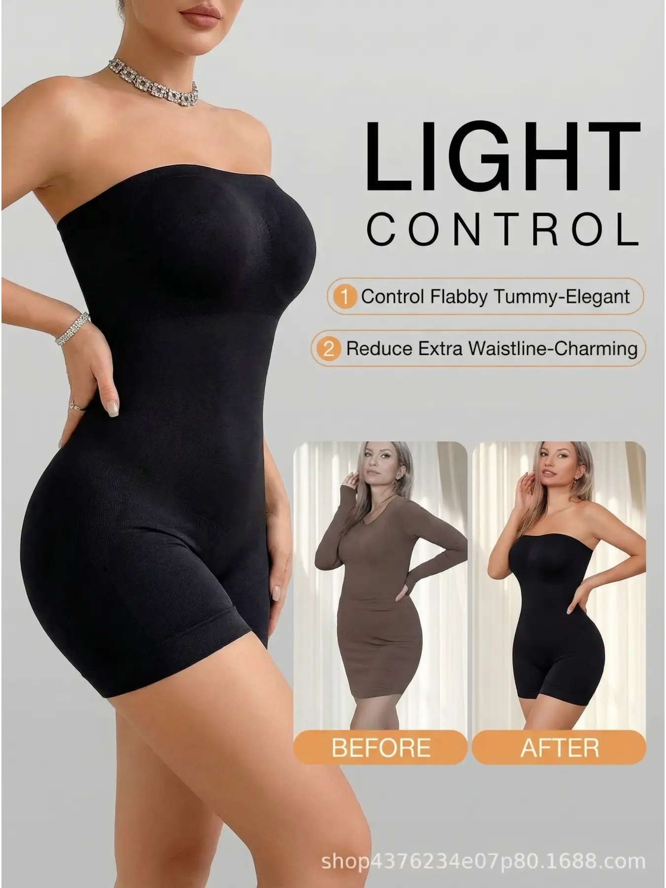 Strapless Shapewear Bodysuit for Women - Tummy Control Seamless Body Shaper, Inner Thigh Shaper, Butt Lifter & Thigh Slimmer, Underbust Curve Hugging Compression Faja for Dresses, Daily & Party Wear Underwear