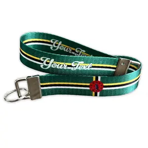 Dominica Flag - Personalized Name Nylon Key Fob - Custom Wristlet Keychain