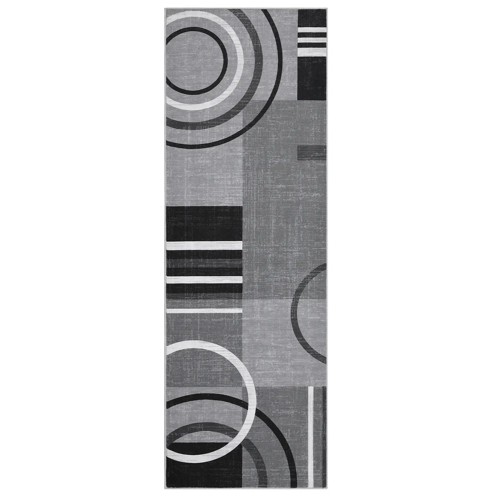 2-Piece Modern Decorative Geometric Pattern Runner Rugs, Polyester Fiber 10ft Rectangular Cashmere Gray, Foldable Machine Washable for Hallway & Bathroom, Decorative Rug, Geometric Pattern Rug