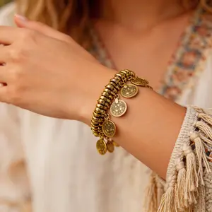 Boho Coin Charm Bracelet & Anklet 2-in-1, Vintage Gold Silver Coin Tassel Jewelry, Adjustable Beach Summer Accessory for Women, Bohemian Ethnic Style for Daily Wear & Festival Gifts