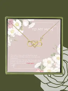 Heart & Infinity Shaped Pendant Necklace with Box, Rhinestone Decor Necklace for Women for Gift, Elegant All-match Fashion Accessories for Daily Wear
