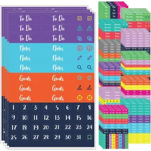 Practical Planner Stickers - Value Pack 48 Sheets, 6 Months of Aesthetic Agenda Stickers for Weekly Planner,  Dot Journal - Planning, Goals, Fitness, Habit , Days