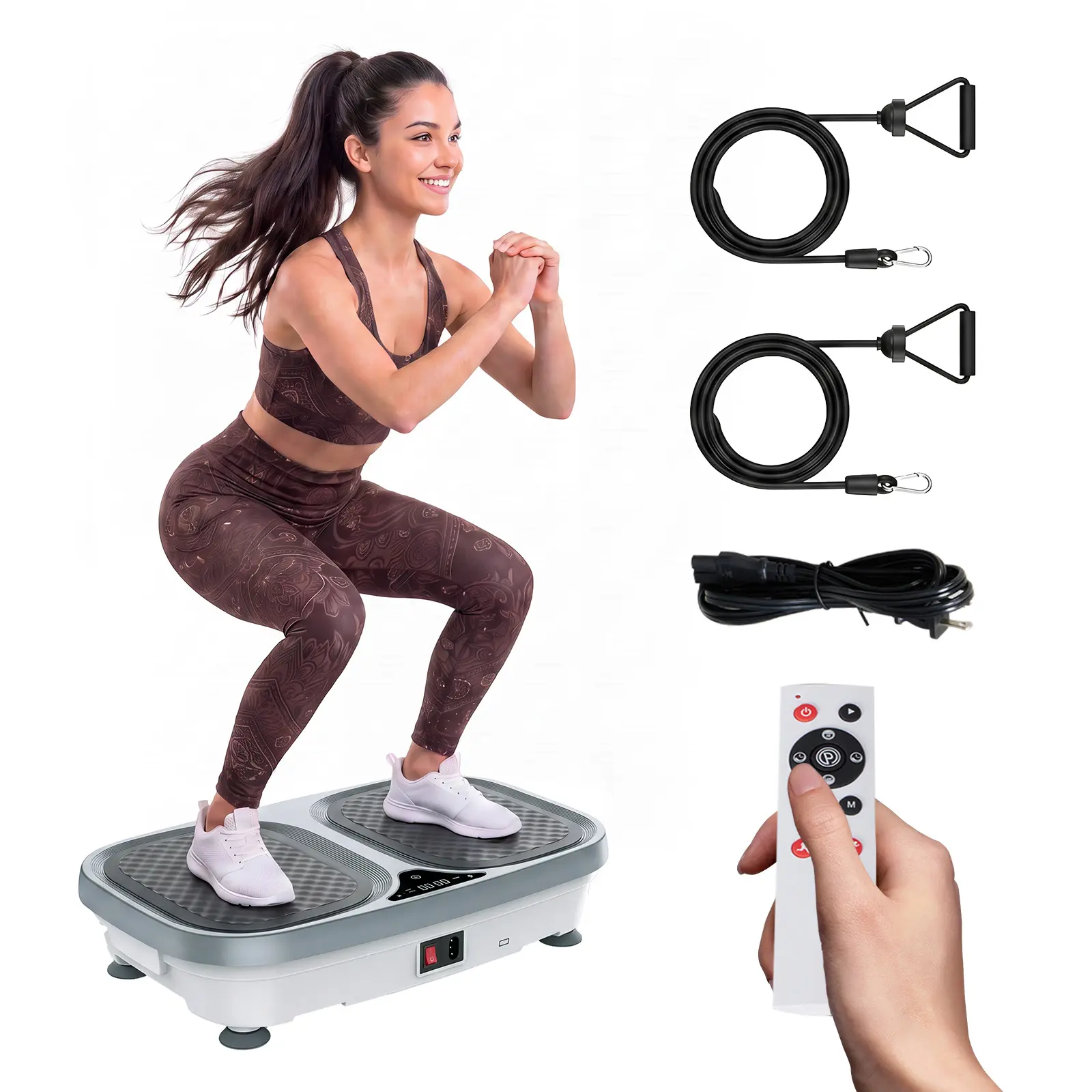 Vibration Plates Exercise Machine - Compact Home Workout Platform with Remote Control, Resistance Bands, Bluetooth Speaker, 120 Adjustable Speed Levels, LED Display for Indoor Fitness