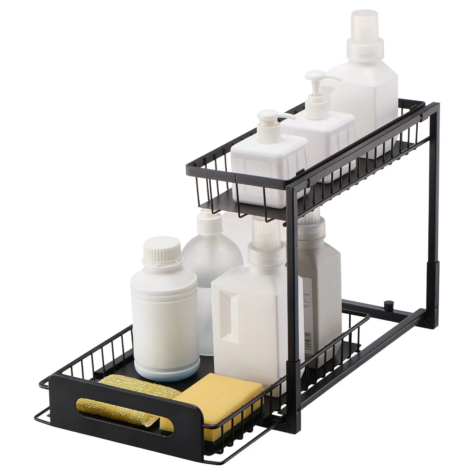 2-Tier Pull-Out Under-Sink Organizer with Sliding Drawer