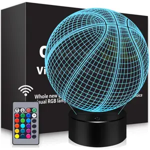 Basketball Gifts Basketball 3D Lamp Basketball Stuff Illusion Decor for ' Room Home Xmas Birthday Gifts for Boys&Girls Man Friends with 16 Color Changes Remote Control