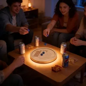 Farkle Dice Game Set with Wooden Tray and 6 Blue Dice, Perfect for Family Game Night, Unique Gift for Gamers, Fun and Engaging Gameplay