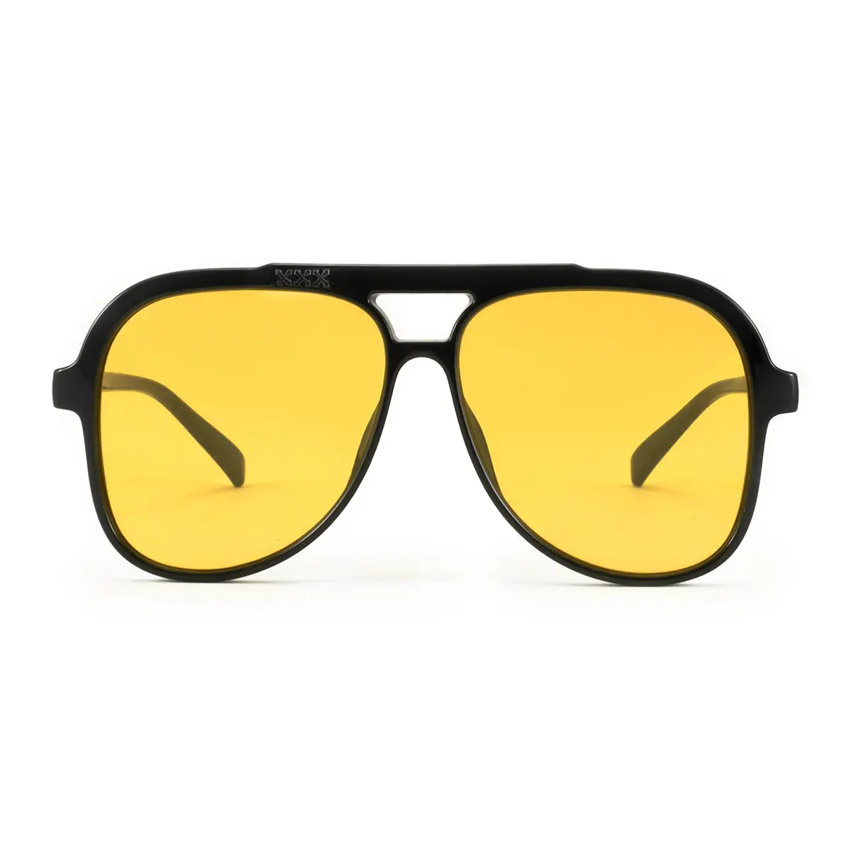 Infinit Triple Xxx Aviator Sunglasses, Black Shiny + Yellow