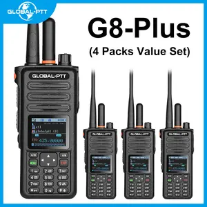 GLOBAL-PTT G8-Plus Two Way Radio (4 Packs) Dual Band UHF Walkie Talkie for Business,  Long Range POC Radio with Real-Time Communication, for Security, Warehouse, Event Coordination