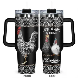 40oz Tumbler, 1pc Gift, Stainless Steel Cup, Insulated and Durable, Chick-themed design, great gift for chicken lovers and is perfect for her, unique birthday gift for women and girls, Chicken-themed Insulated Travel Drinkware funny