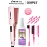 Goiple Hair Straightener and Curler Flat Iron - Ceramic Coating, EU Plug, Smooth Silky Straight/Bouncy Curls/Coils, Adult Salon-Barber Shop Hair Tool, Winter Lavender Gift Set for Daily Styling