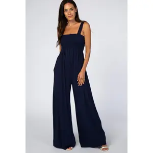 Navy Sleeveless Wide Leg Jumpsuit