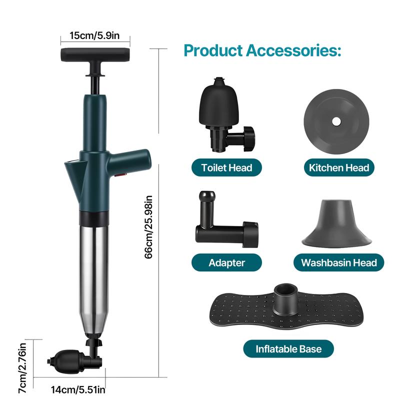 Manual High-Pressure Drain Cleaner Pump with Stainless Steel Snake & Free Gloves – No-Power Multi-Use Clog Remover for Toilet, Kitchen Sink, Bathroom & Floor Drains